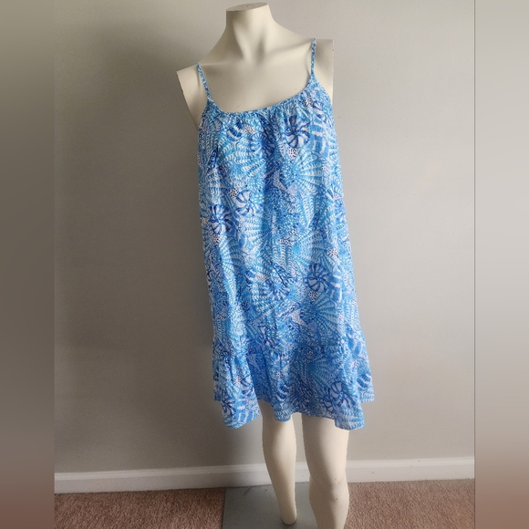 Lilly Pulitzer Jayden Mini Dress women small 100% Linen Blue/White Coastal beach - Picture 2 of 14